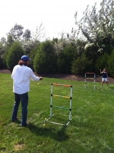 Dennis Rodriguez playing ladder ball with his daughter Shea Dennis Rodriguez playing ladder ball with his daughter Shea